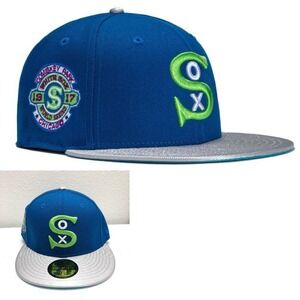 Chicago White Sox Hat Cap Fitted Mens 7 1/2 Blue Silver MLB Baseball New Era Day